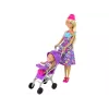 LEAN TOYS set passeggino per bambola con accessori – passeggino rosa con bambola morbida, biberon, coperta e borsa