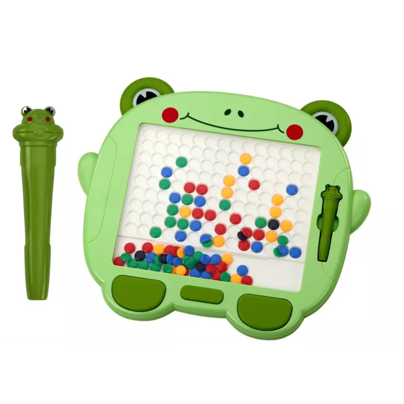 LEAN TOYS lavagna didattica magnetica rana puzzle perline verdi con penna