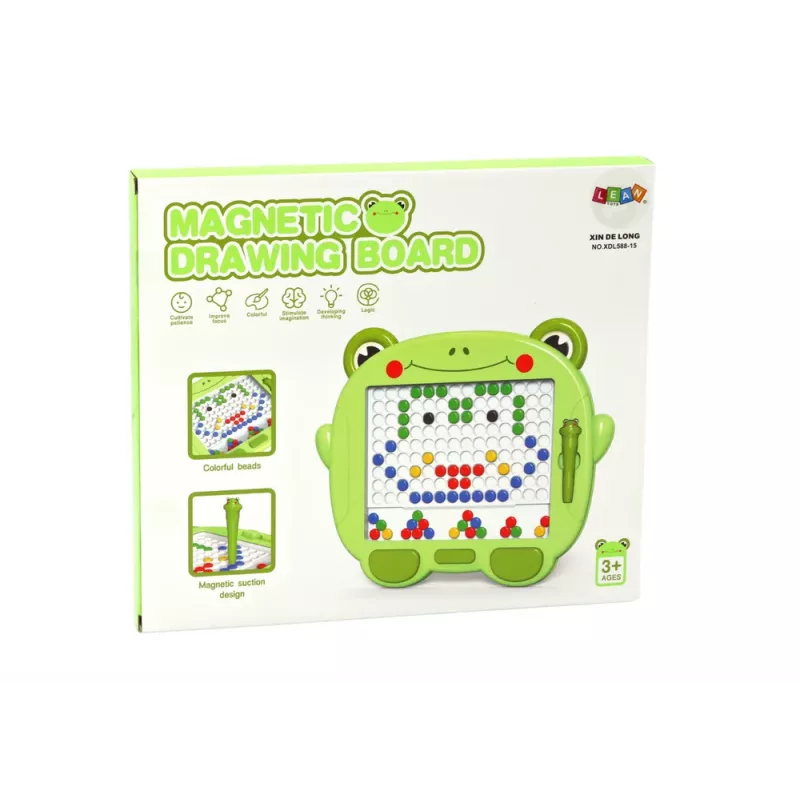 LEAN TOYS lavagna didattica magnetica rana puzzle perline verdi con penna