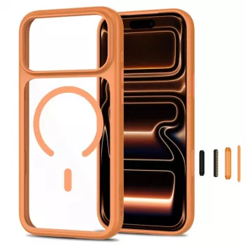 TECH-PROTECT MAGONE cover MagSafe con confezione da 2 protezioni display in vetro temperato per iPhone 17 Pro / 18 Pro – Cosmic Orange/trasparente