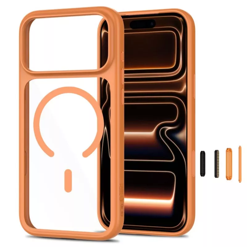 TECH-PROTECT MAGONE cover MagSafe con confezione da 2 protezioni display in vetro temperato per iPhone 17 Pro / 18 Pro – Cosmic Orange/trasparente