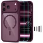 TECH-PROTECT MagOne cover MagSafe con protezione display in vetro temperato confezione da 2 per iPhone 17 Pro Max / 18 Pro Max – Dark Cherry/trasparente