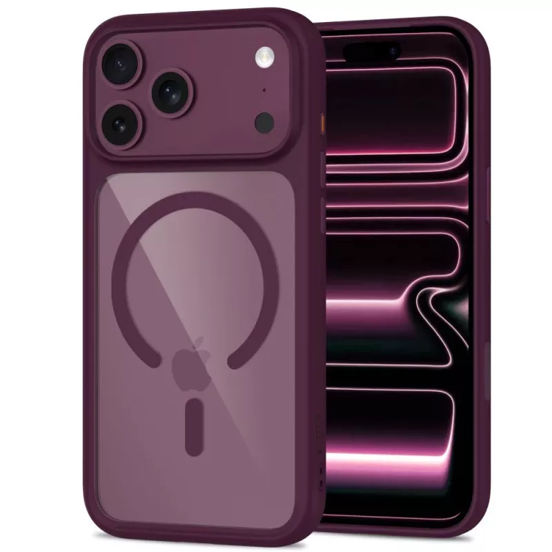 TECH-PROTECT MagOne cover MagSafe con protezione display in vetro temperato confezione da 2 per iPhone 17 Pro Max / 18 Pro Max – Dark Cherry/trasparente