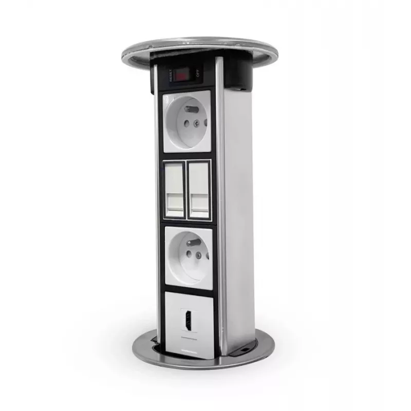 LEGRAND EM/HU-STP-1S-3EU colonna da tavolo contenitore vuoto per 8 moduli, alluminio/nero