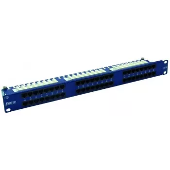 EMITERNET Patchpanel 48 porte RJ45 UTP Cat.6 1U con guida di gestione cavi, blu