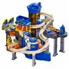 LEAN TOYS Set di gioco interattivo: parcheggio multipiano, officina e autolavaggio con 8 auto blu