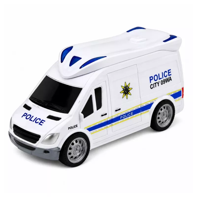 LEAN TOYS Garage stazione di polizia con 2 auto, elicottero, walkie-talkie, luce e suono | 31588