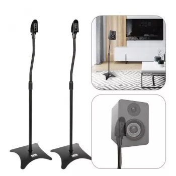 DNA SS 1 SET – Coppia di supporti in acciaio per diffusori, regolabili in altezza 800-1300 mm, portata 30 kg, pieghevoli, nero