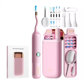 BEBIRD EarSight Plus Rosa Otoscopio WLAN 5MP con giroscopio a 6 assi, obiettivo IP67, USB-C