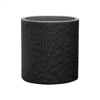 KETER 29197833939 Fioriera cilindrica grigio 12L vaso da fiore in resina resistente con drenaggio