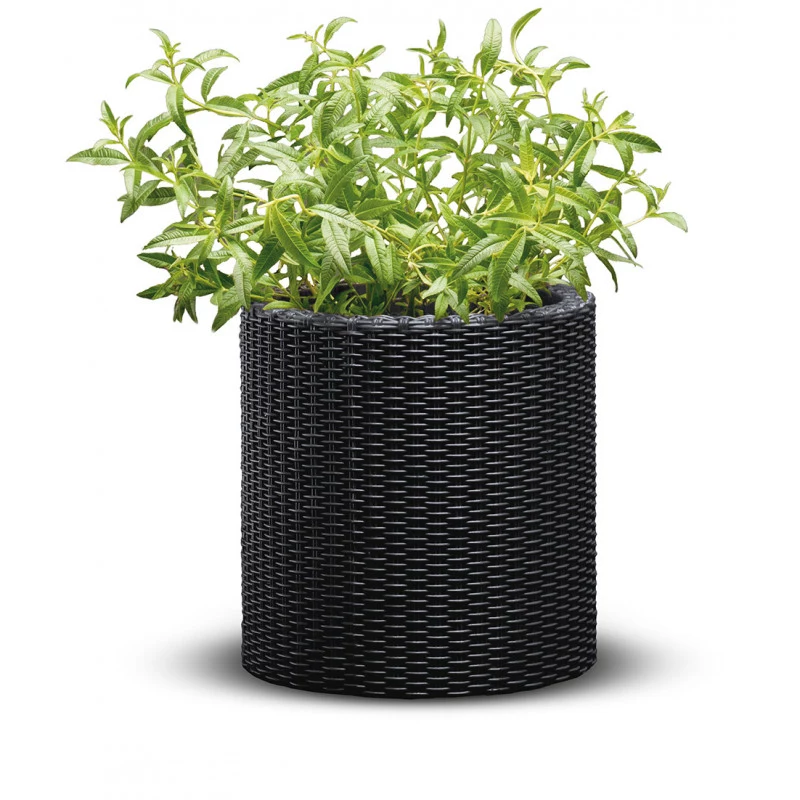 KETER 29197833939 Fioriera cilindrica grigio 12L vaso da fiore in resina resistente con drenaggio
