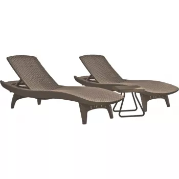 KETER Set lettini prendisole 2 pezzi + tavolino Pacific beige