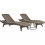 KETER Set lettini prendisole 2 pezzi + tavolino Pacific beige