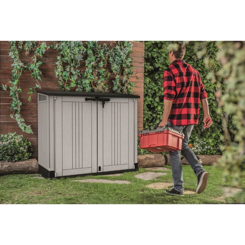KETER BOX DA GIARDINO E BALCONE MIDI GRIGIO-NERO 132x71,5x113,5cm