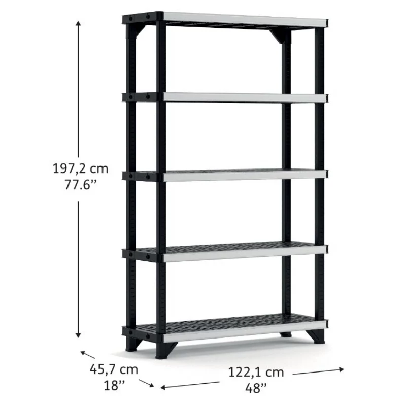 KETER Scaffale 5 ripiani Fused 122,1x45,7x197,2cm nero