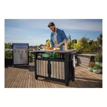 KETER Tavolo da grill Deco Unity XL 207L effetto frassino