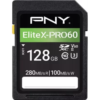 PNY EliteX-PRO60 scheda di memoria flash 128GB Video Class V60 UHS-II U3 Class10 MicroSDXC