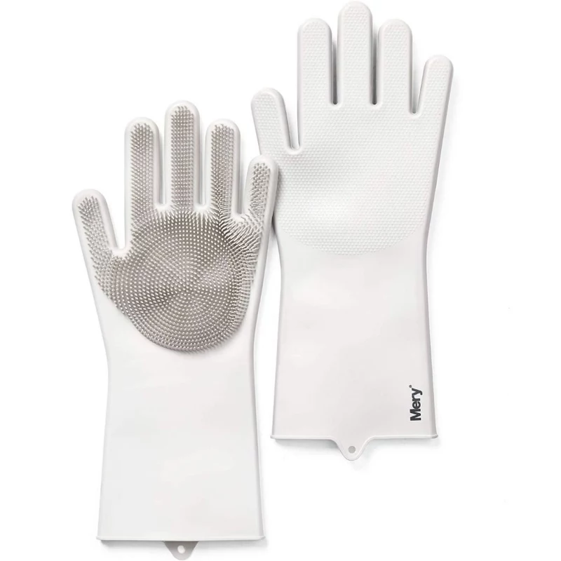 MERY guanti in silicone per la pulizia 2 pezzi 34,5x15,5x2,6cm grigio chiaro