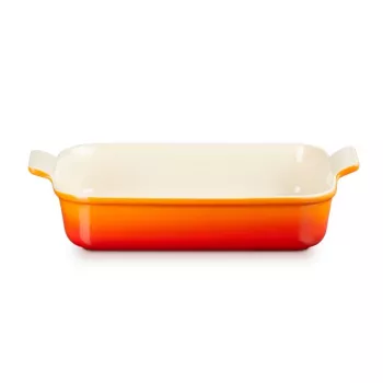 LE CREUSET Piastra rettangolare Heritage in gres 32x24cm / 4L arancione