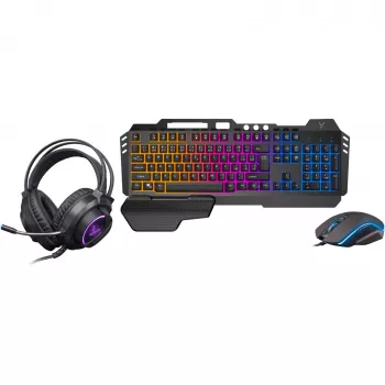 YENKEE YGS 01 INFERNO Set da gaming 3-in-1 - Tastiera, mouse, headset | Retroilluminazione LED Rainbow