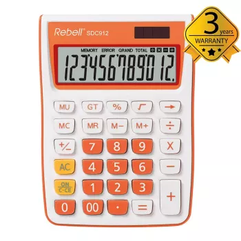 REBELL calcolatrice semi-da tavolo RE-SDC912OR BX, LCD 12 cifre, dual power, nero/argento