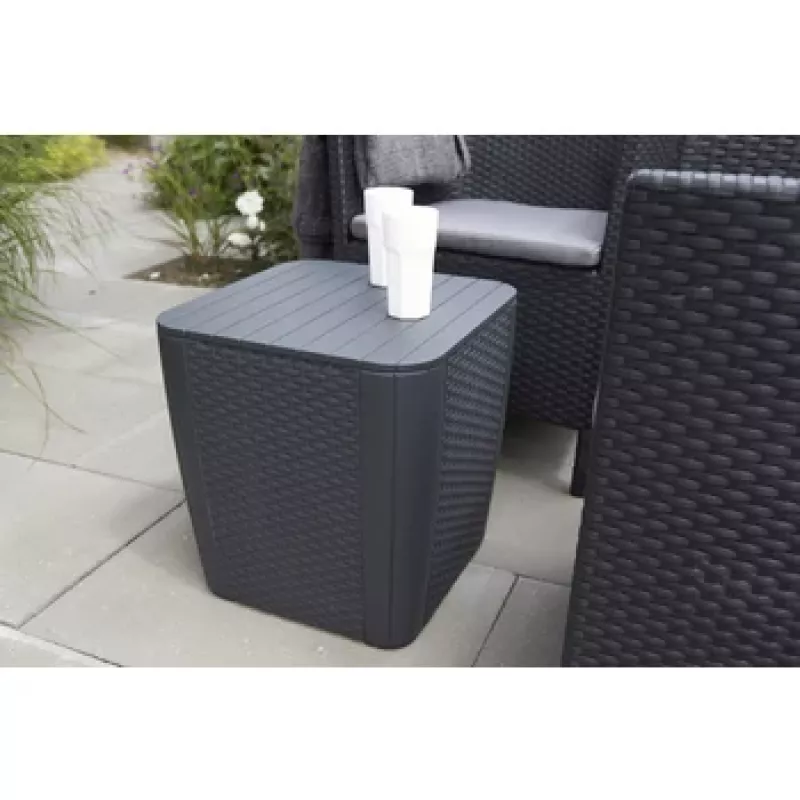 KETER tavolo da giardino/box contenitore Luzon Flat Wicker, grigio