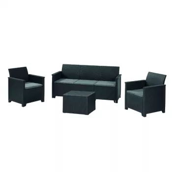 KETER set da giardino Elodie 5 posti con tavolo/box contenitore grigio