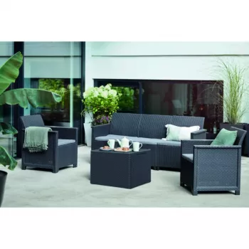 KETER set da giardino Elodie 5 posti con tavolo/box contenitore grigio