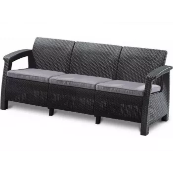 KETER Corfu Love Seat Max divano da giardino triplo grigio