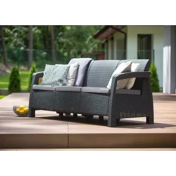 KETER Corfu Love Seat Max divano da giardino triplo grigio