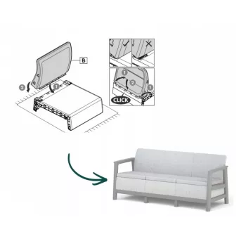 KETER divano da giardino tre posti Scandi Linea divano 3 posti grigio chiaro/grigio acciaio scuro