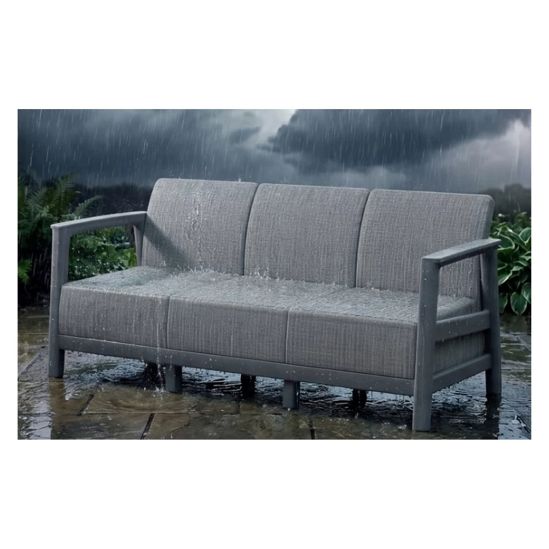 KETER divano da giardino tre posti Scandi Linea divano 3 posti grigio chiaro/grigio acciaio scuro