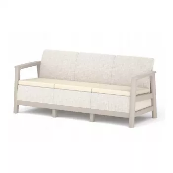KETER divano da giardino tre posti Scandi Linea divano 3 posti grigio ghiaia/beige chiaro