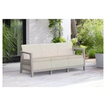 KETER divano da giardino tre posti Scandi Linea divano 3 posti grigio ghiaia/beige chiaro
