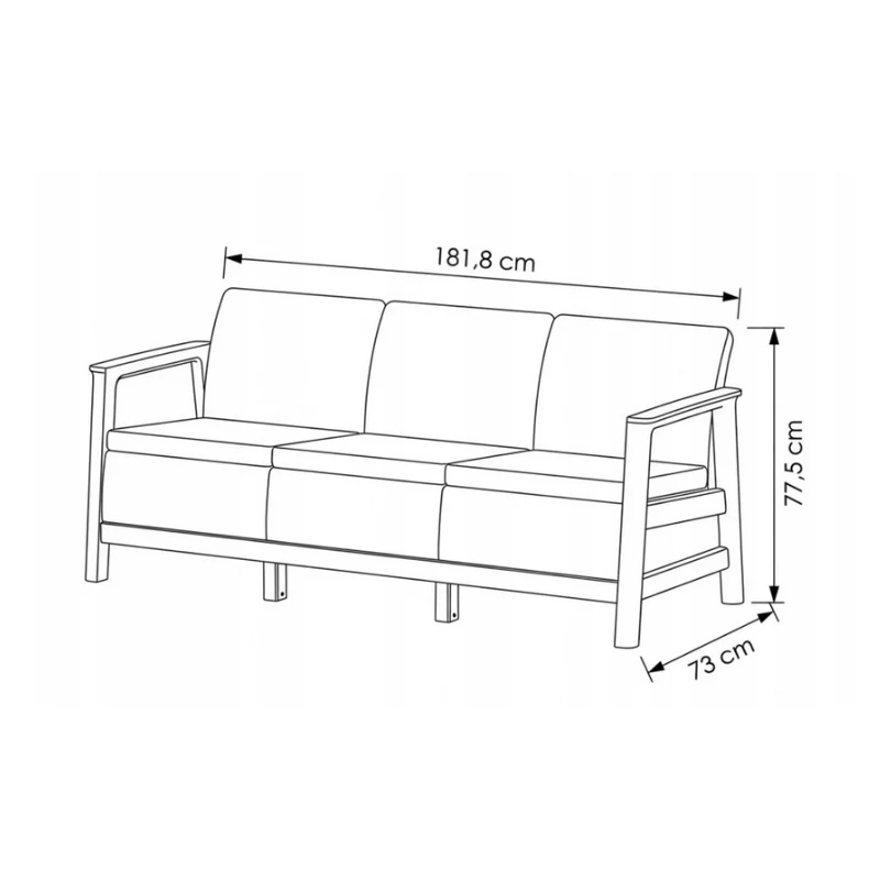 KETER divano da giardino tre posti Scandi Linea divano 3 posti grigio ghiaia/beige chiaro