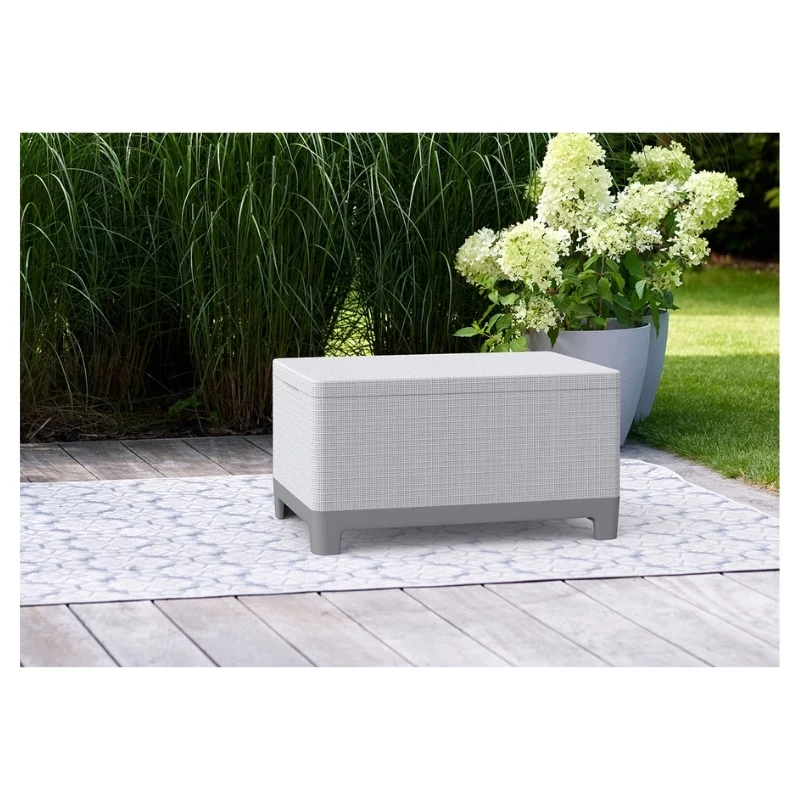 KETER Tavolo da giardino/box contenitore Scandi Storage Table grigio chiaro/acciaio grigio scuro