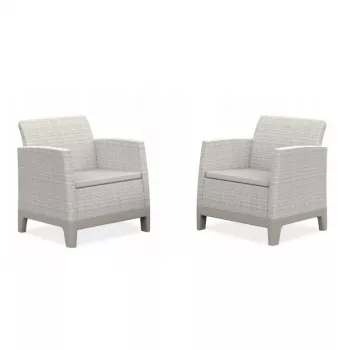 KETER Sedie da giardino 2 pz. Scandi Form chiaro ghiaia grigio/beige chiaro