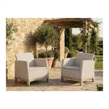 KETER Sedie da giardino 2 pz. Scandi Form chiaro ghiaia grigio/beige chiaro