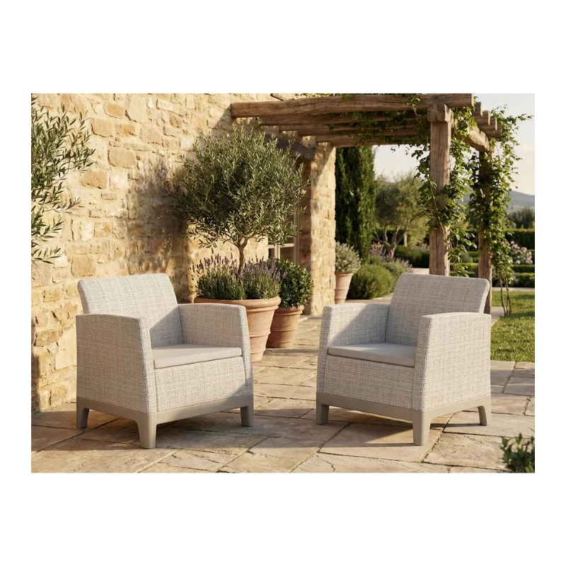 KETER Sedie da giardino 2 pz. Scandi Form chiaro ghiaia grigio/beige chiaro