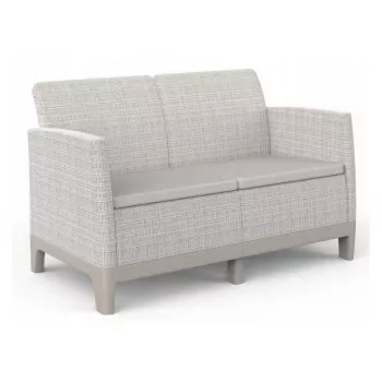 KETER Divano da giardino due posti Scandi Form divano 2 posti ghiaia grigio/beige chiaro