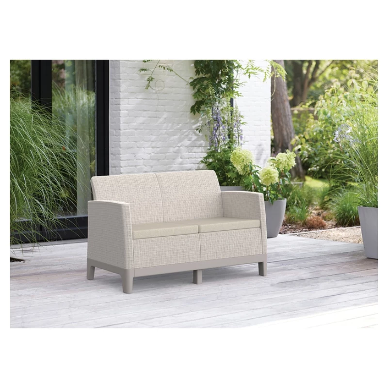 KETER Divano da giardino due posti Scandi Form divano 2 posti ghiaia grigio/beige chiaro