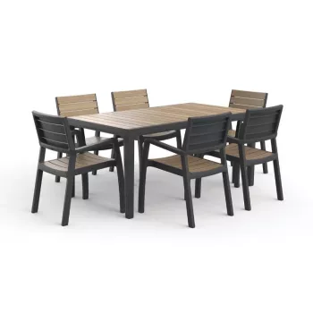 KETER Tavolo da giardino Deco Corale 160 effetto teak/grigio