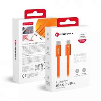 Forcell cavo USB C a USB C Forcell F-Energy QC4.0 PD 5A 100W Cafule colore 1,2 m ACYH23 arancione