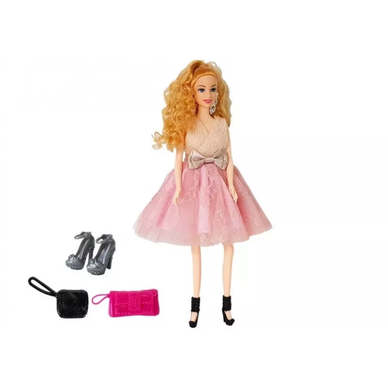 LEAN TOYS bambola di moda, bionda 28 cm, borsetta, tacchi alti