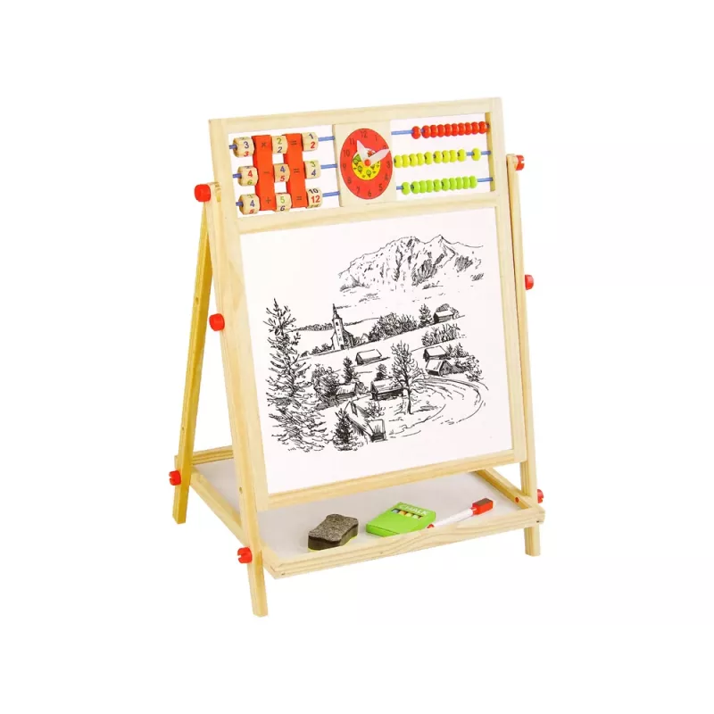 LEAN TOYS vassoio in legno 2in1 abaco gessetto penna
