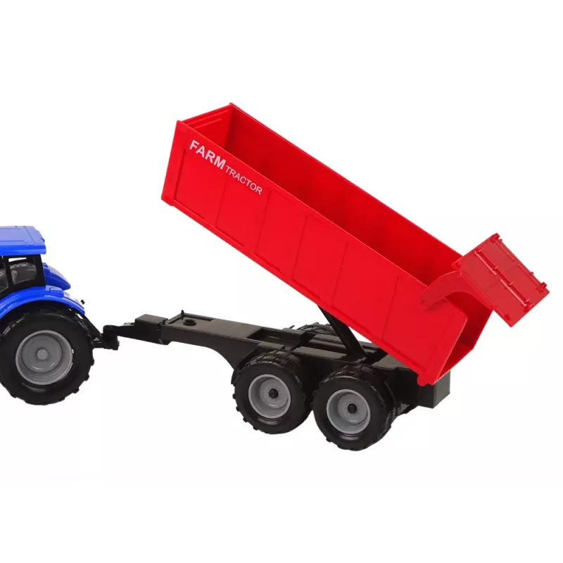 LEAN TOYS trattore con rimorchio veicolo agricolo fattoria blu