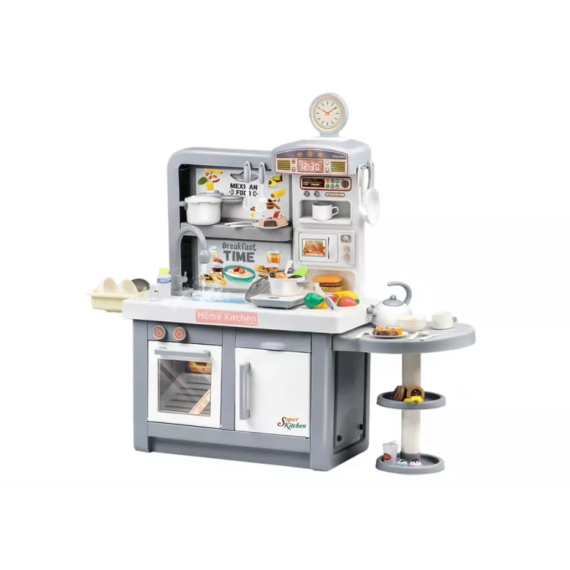 LEAN TOYS cucina dei sogni per bambini con luce, suoni, vapore e accessori, grigio