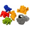 LEAN TOYS set secchiello per sabbia con doccia, paletta, rastrello, formine, dinosauro