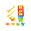 LEAN TOYS 18546 set giochi da sabbia con grande mulino per sabbia, secchiello e formine colorate – set da spiaggia e sabbiera da 7 pezzi per bambini da 12 mesi