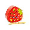 LEAN TOYS gioco di abilità in legno Catch the Bug fragola rosso